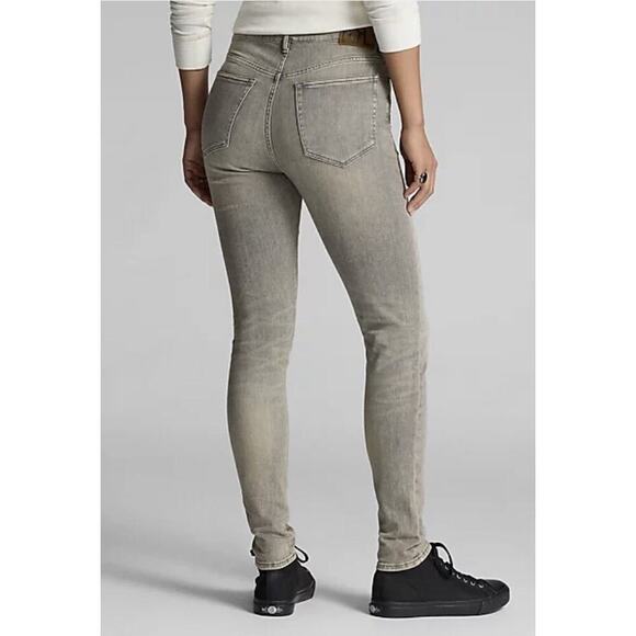 Ralph Lauren Double RL RRL Stretch High Skinny Distressed Grey Jeans 30 Denim - Picture 2 of 16